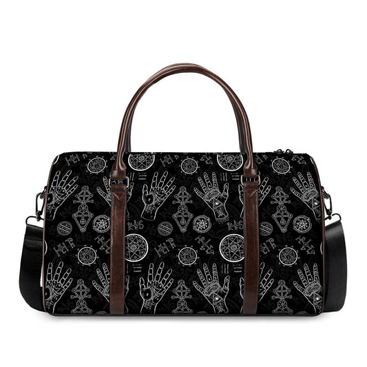 Black And White Wiccan Palmistry Print Duffle Bag