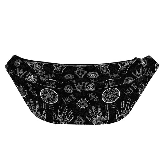 Black And White Wiccan Palmistry Print Fanny Pack