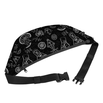 Black And White Wiccan Palmistry Print Fanny Pack