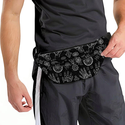 Black And White Wiccan Palmistry Print Fanny Pack