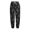 Black And White Wiccan Palmistry Print Fleece Lined Knit Pants