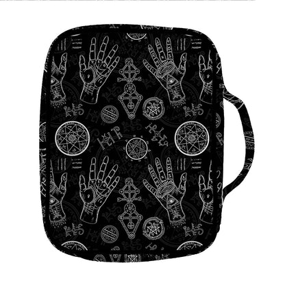 Black And White Wiccan Palmistry Print Front Pocket Bible Bag