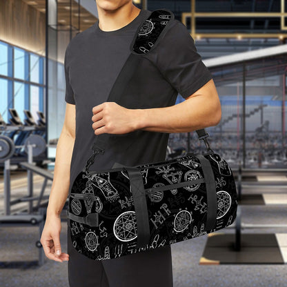Black And White Wiccan Palmistry Print Gym Bag