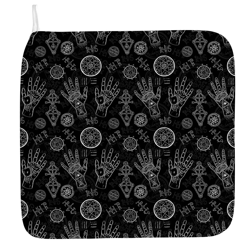 Black And White Wiccan Palmistry Print Hand Towel