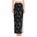 Black And White Wiccan Palmistry Print High Slit Maxi Skirt