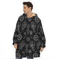 Black And White Wiccan Palmistry Print Hoodie Blanket