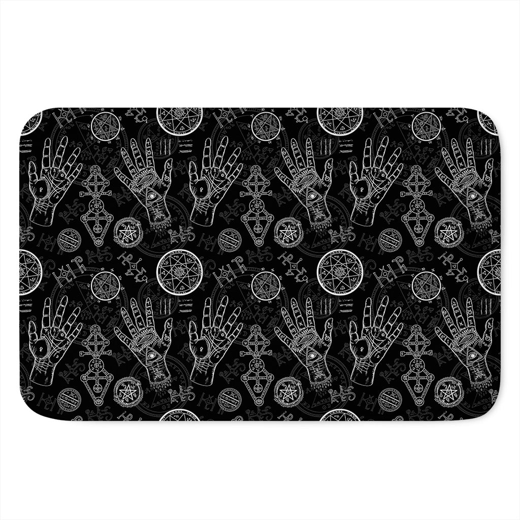 Black And White Wiccan Palmistry Print Indoor Door Mat