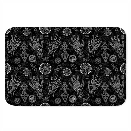 Black And White Wiccan Palmistry Print Indoor Door Mat