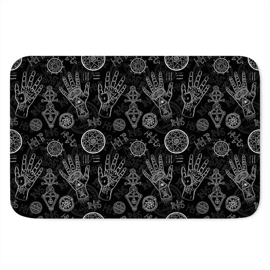 Black And White Wiccan Palmistry Print Indoor Door Mat