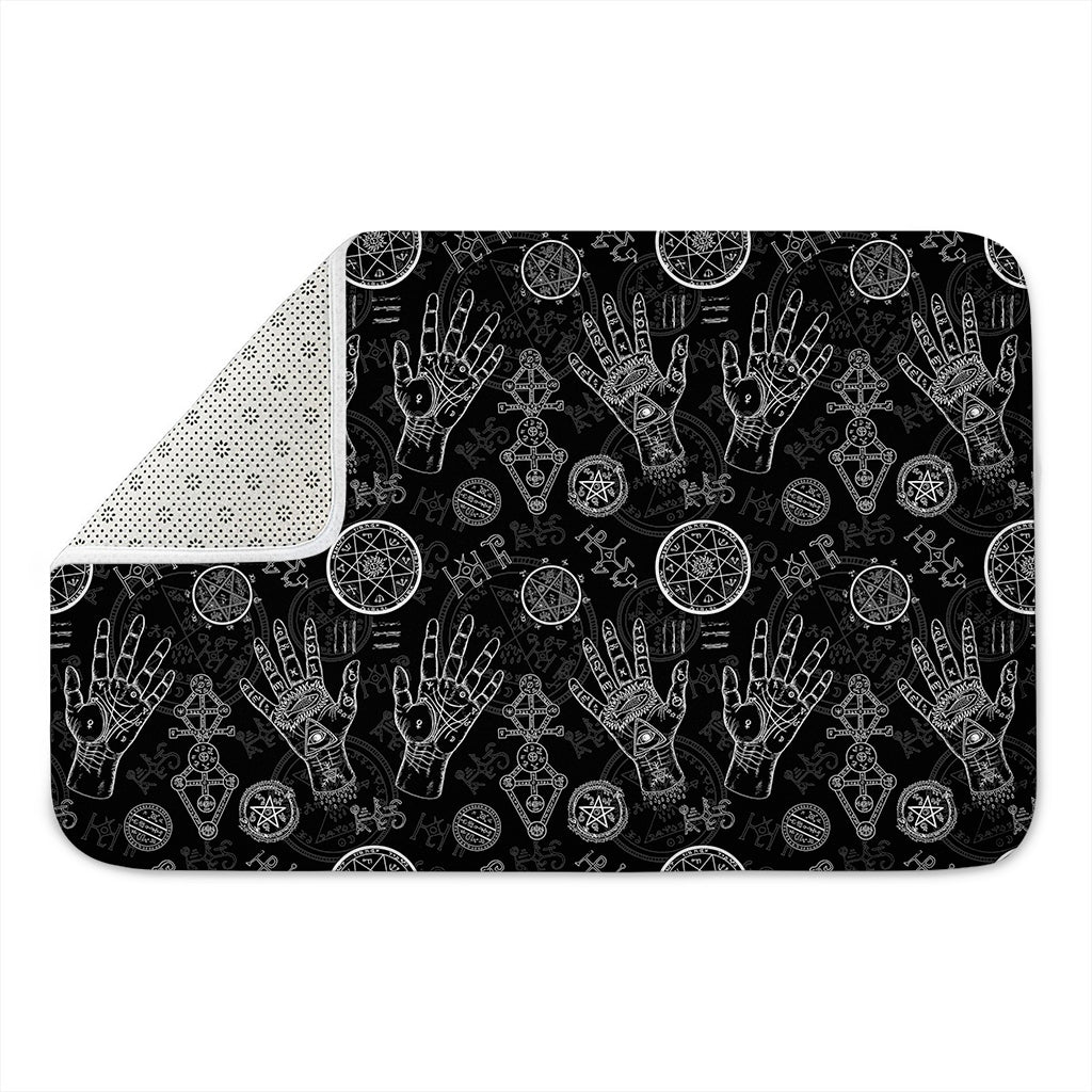 Black And White Wiccan Palmistry Print Indoor Door Mat