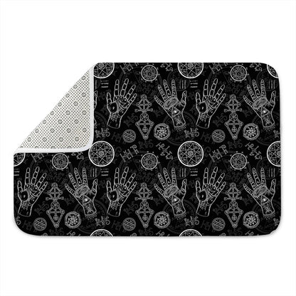 Black And White Wiccan Palmistry Print Indoor Door Mat