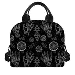 Black And White Wiccan Palmistry Print Insulated Lunch Bag