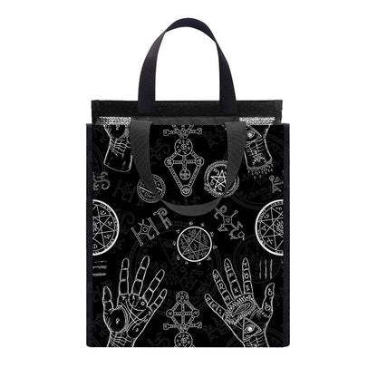 Black And White Wiccan Palmistry Print Insulated Lunch Tote