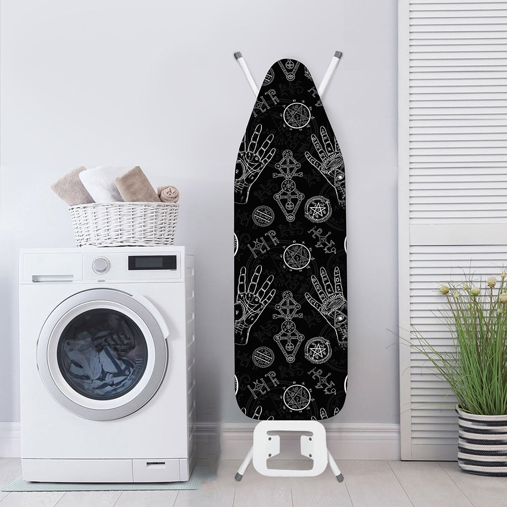 Black And White Wiccan Palmistry Print Ironing Board Cover