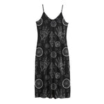 Black And White Wiccan Palmistry Print Jersey Midi Cami Dress