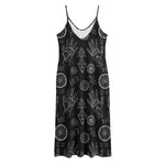 Black And White Wiccan Palmistry Print Jersey Midi Cami Dress