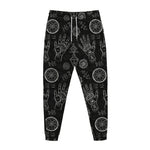 Black And White Wiccan Palmistry Print Jogger Pants