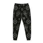 Black And White Wiccan Palmistry Print Jogger Pants