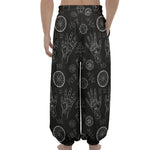 Black And White Wiccan Palmistry Print Lantern Pants