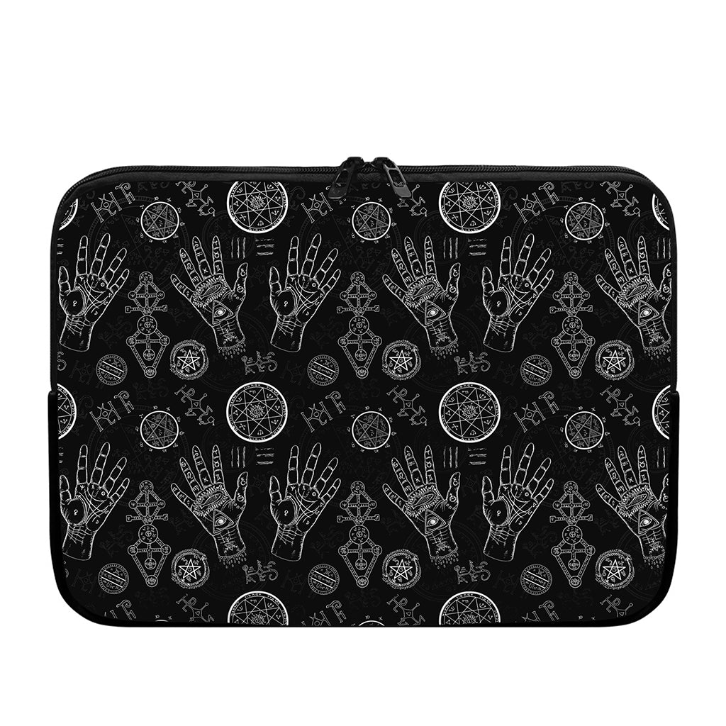 Black And White Wiccan Palmistry Print Laptop Sleeve