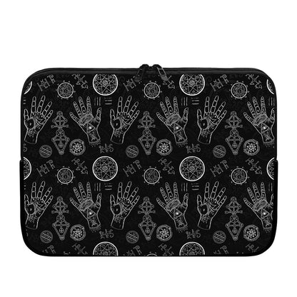 Black And White Wiccan Palmistry Print Laptop Sleeve
