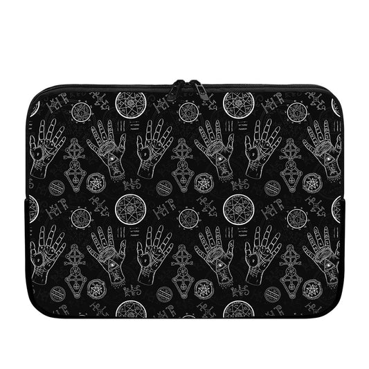 Black And White Wiccan Palmistry Print Laptop Sleeve