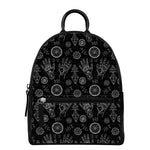 Black And White Wiccan Palmistry Print Leather Backpack