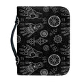 Black And White Wiccan Palmistry Print Leather Bible Cover