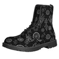 Black And White Wiccan Palmistry Print Lace-Up Boots