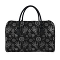 Black And White Wiccan Palmistry Print Leather Duffel Bag