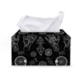 Black And White Wiccan Palmistry Print Leather Tissue Box Cover