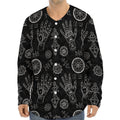 Black And White Wiccan Palmistry Print Long Sleeve Baseball Jersey
