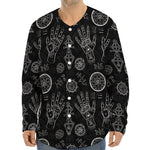 Black And White Wiccan Palmistry Print Long Sleeve Baseball Jersey