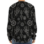 Black And White Wiccan Palmistry Print Long Sleeve Baseball Jersey