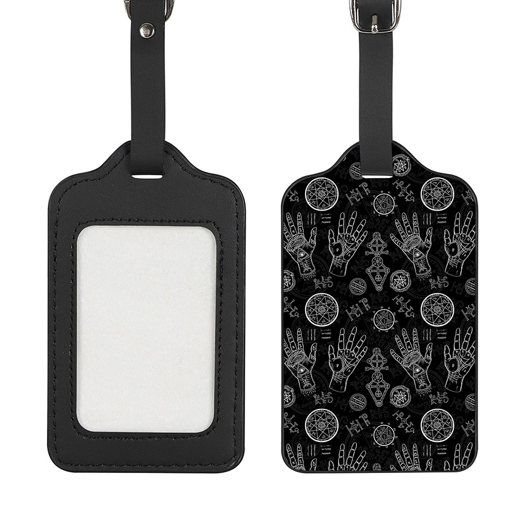 Black And White Wiccan Palmistry Print Luggage Tag