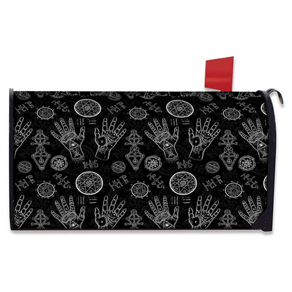 Black And White Wiccan Palmistry Print Mailbox Cover