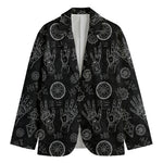 Black And White Wiccan Palmistry Print Men's Blazer
