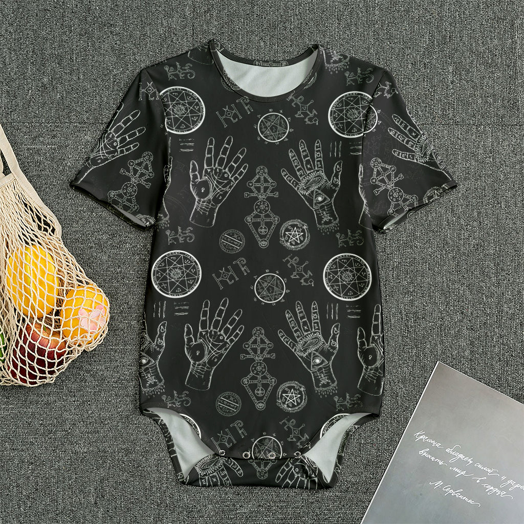 Black And White Wiccan Palmistry Print Men's Bodysuit