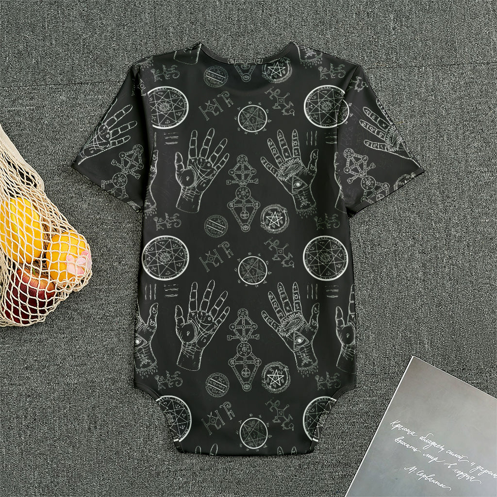 Black And White Wiccan Palmistry Print Men's Bodysuit