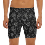 Black And White Wiccan Palmistry Print Men's Long Boxer Briefs