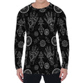 Black And White Wiccan Palmistry Print Men's Long Sleeve T-Shirt