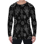 Black And White Wiccan Palmistry Print Men's Long Sleeve T-Shirt