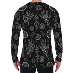 Black And White Wiccan Palmistry Print Men's Long Sleeve T-Shirt