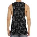Black And White Wiccan Palmistry Print Men's Muscle Tank Top