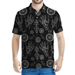 Black And White Wiccan Palmistry Print Men's Polo Shirt