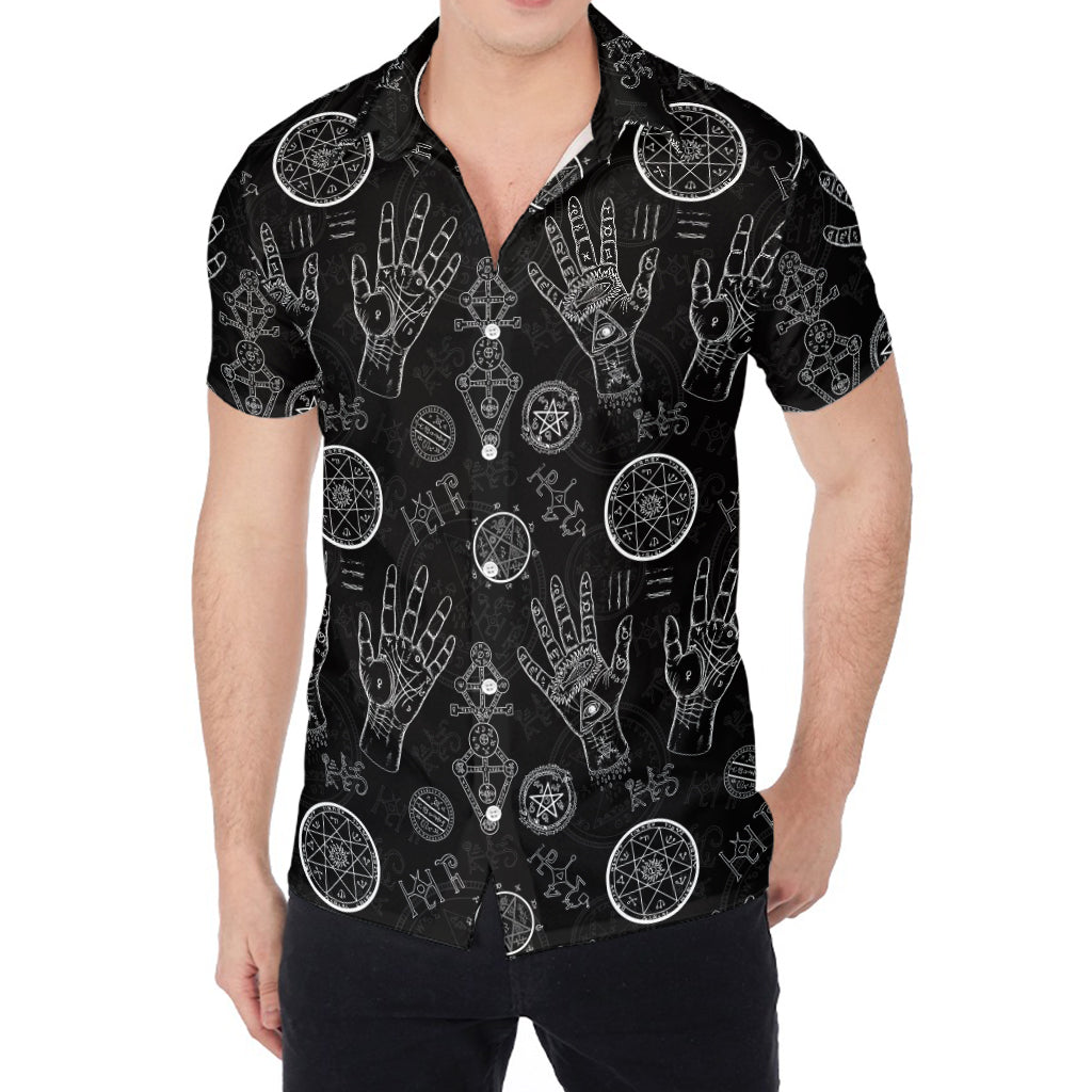 Black And White Wiccan Palmistry Print Men's Shirt