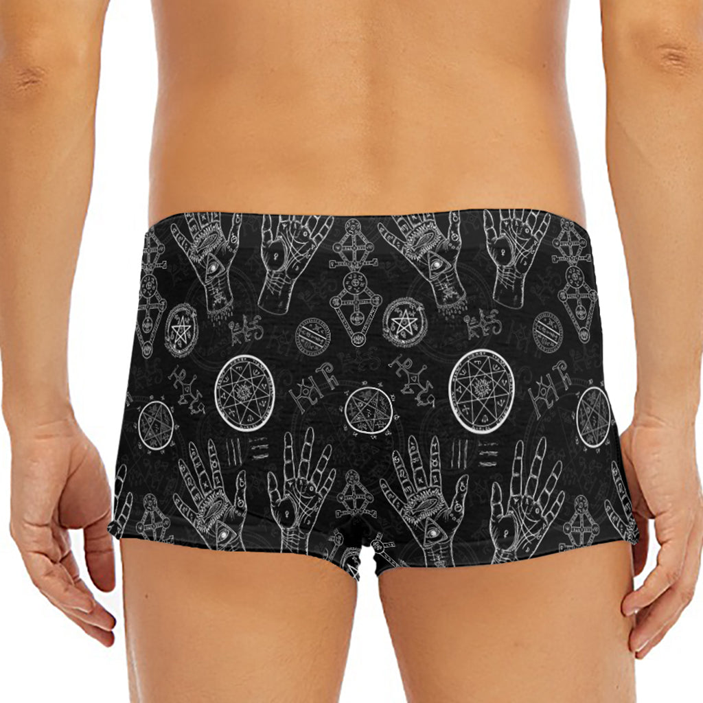 Black And White Wiccan Palmistry Print Men's Short Boxer Briefs