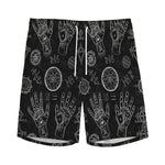 Black And White Wiccan Palmistry Print Men's Sports Shorts