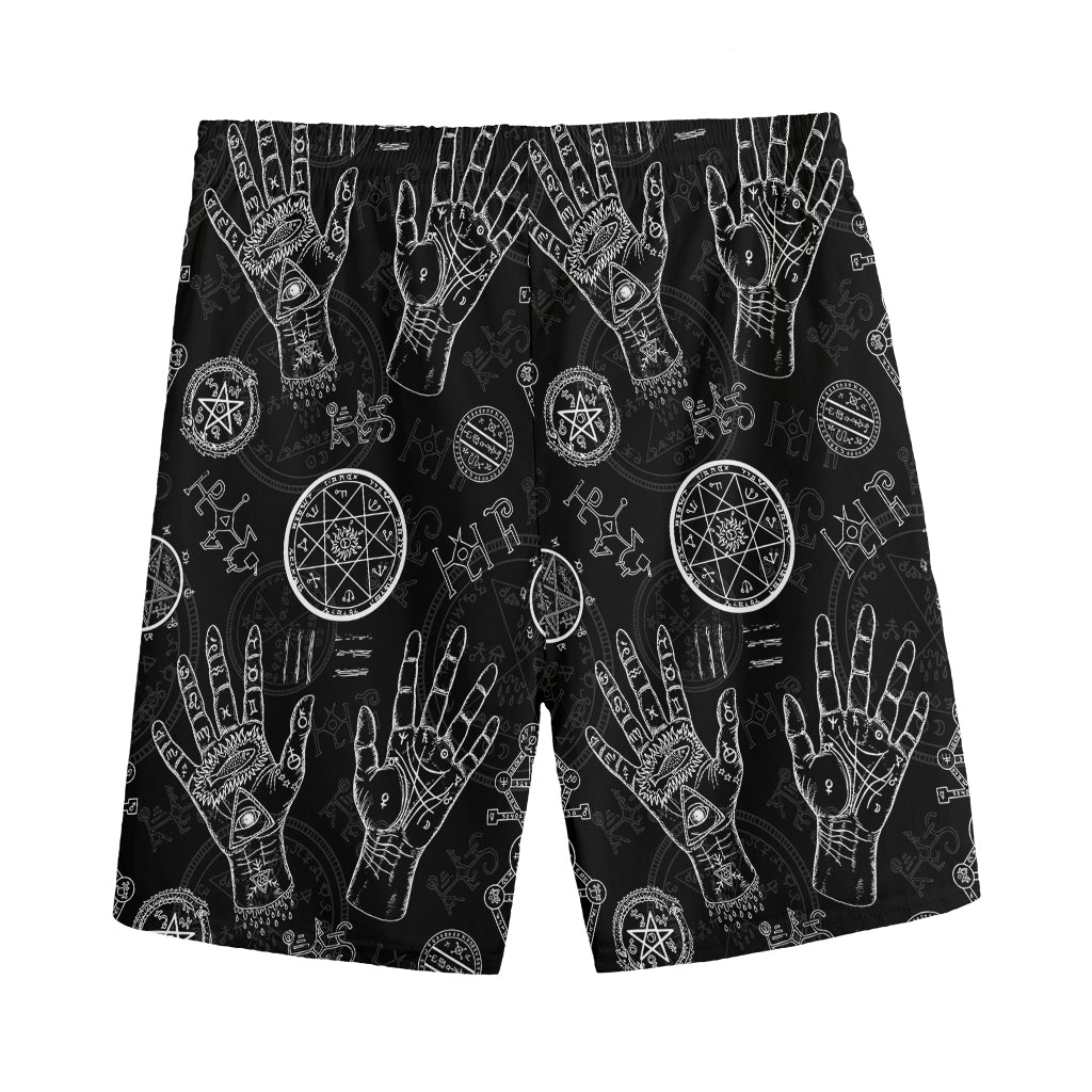 Black And White Wiccan Palmistry Print Men's Sports Shorts