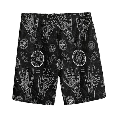 Black And White Wiccan Palmistry Print Men's Sports Shorts